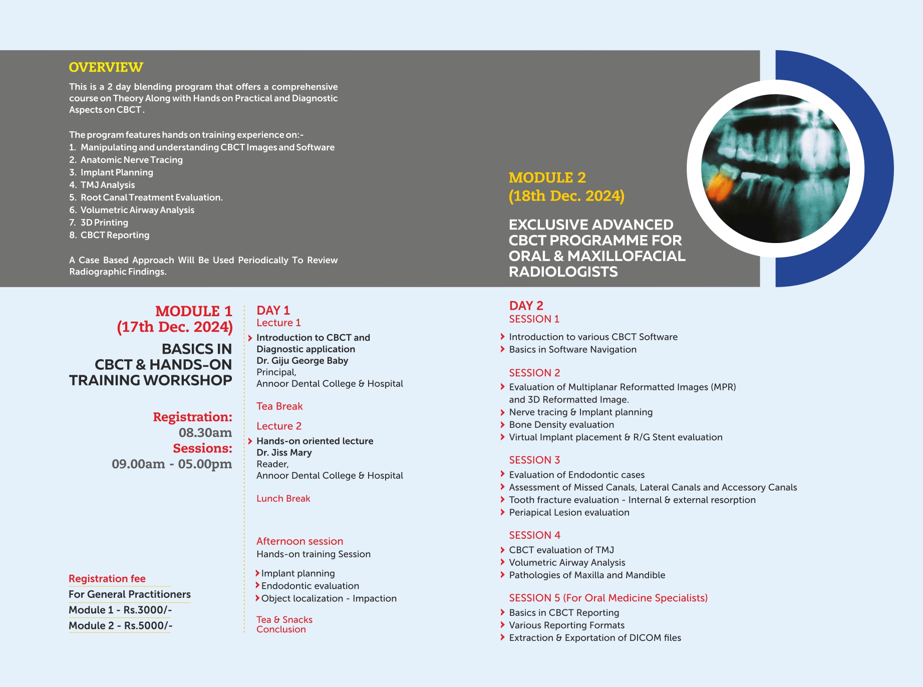 National Advanced Hands-on Workshop on CBCT Training 17th-18th December 2024
